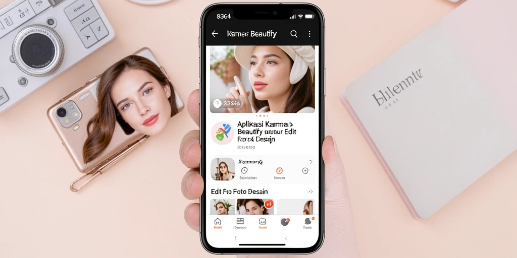 Antarmuka aplikasi 8364 dengan berbagai fitur Kamera Beautify.