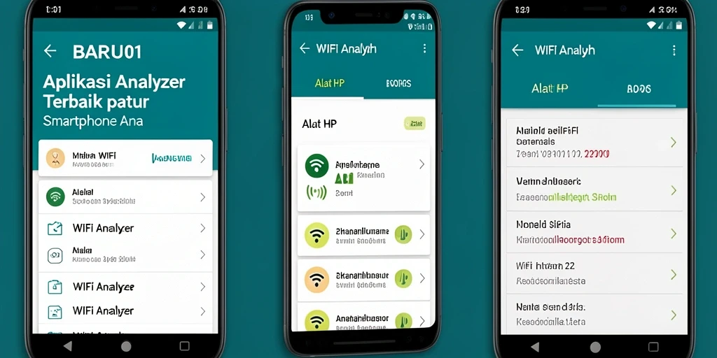 Antarmuka aplikasi BARU01 menampilkan analisis mendalam jaringan WiFi.