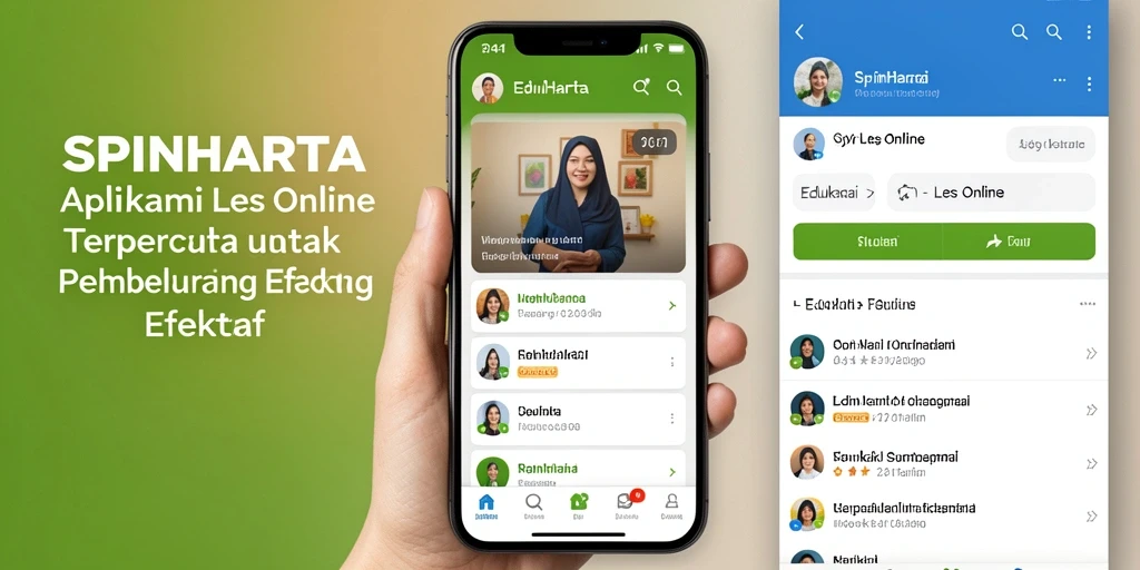 Tampilan antarmuka aplikasi SPINHARTA yang ramah pengguna untuk Les Online.
