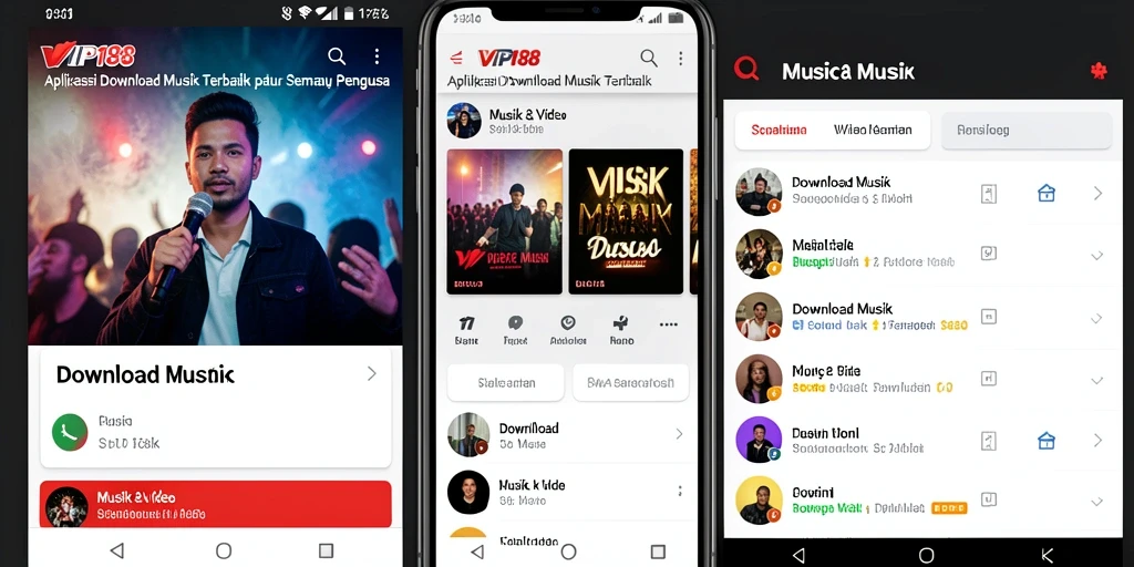Tampilan antarmuka VIP188 yang menarik dan mudah digunakan untuk Download Musik.