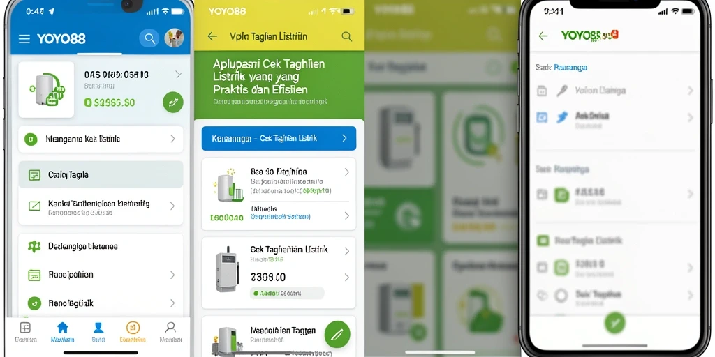 Tampilan antarmuka pengguna YOYO88 untuk cek tagihan listrik yang sederhana.