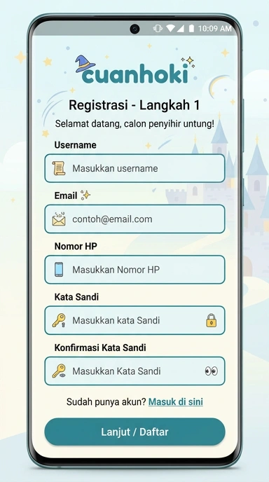 Cara Mudah Buat Akun cuanhoki untuk Pengguna Android